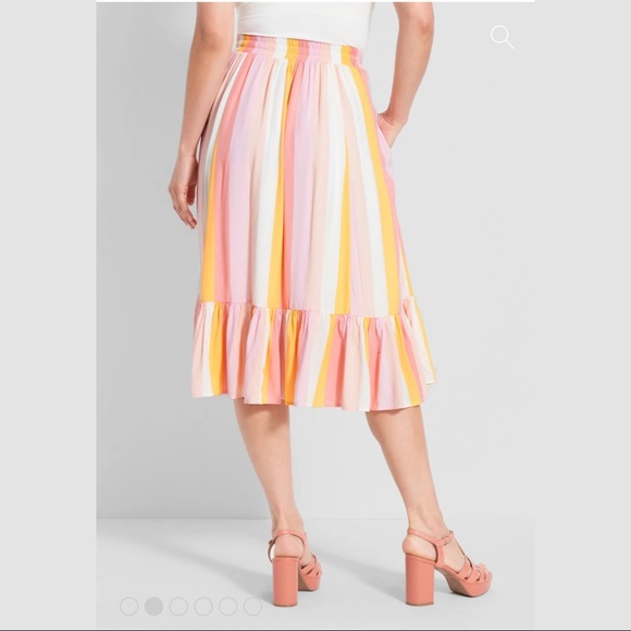 Pink striped midi skirt - Picture 2 of 3